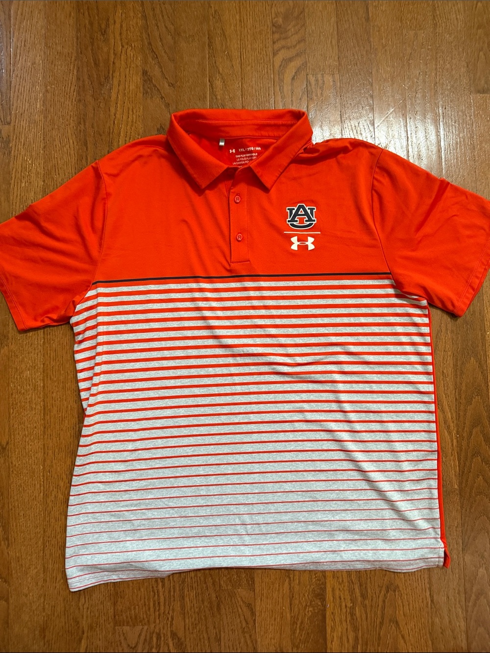Auburn University Under Armour Orange and White Striped Polo 2XL